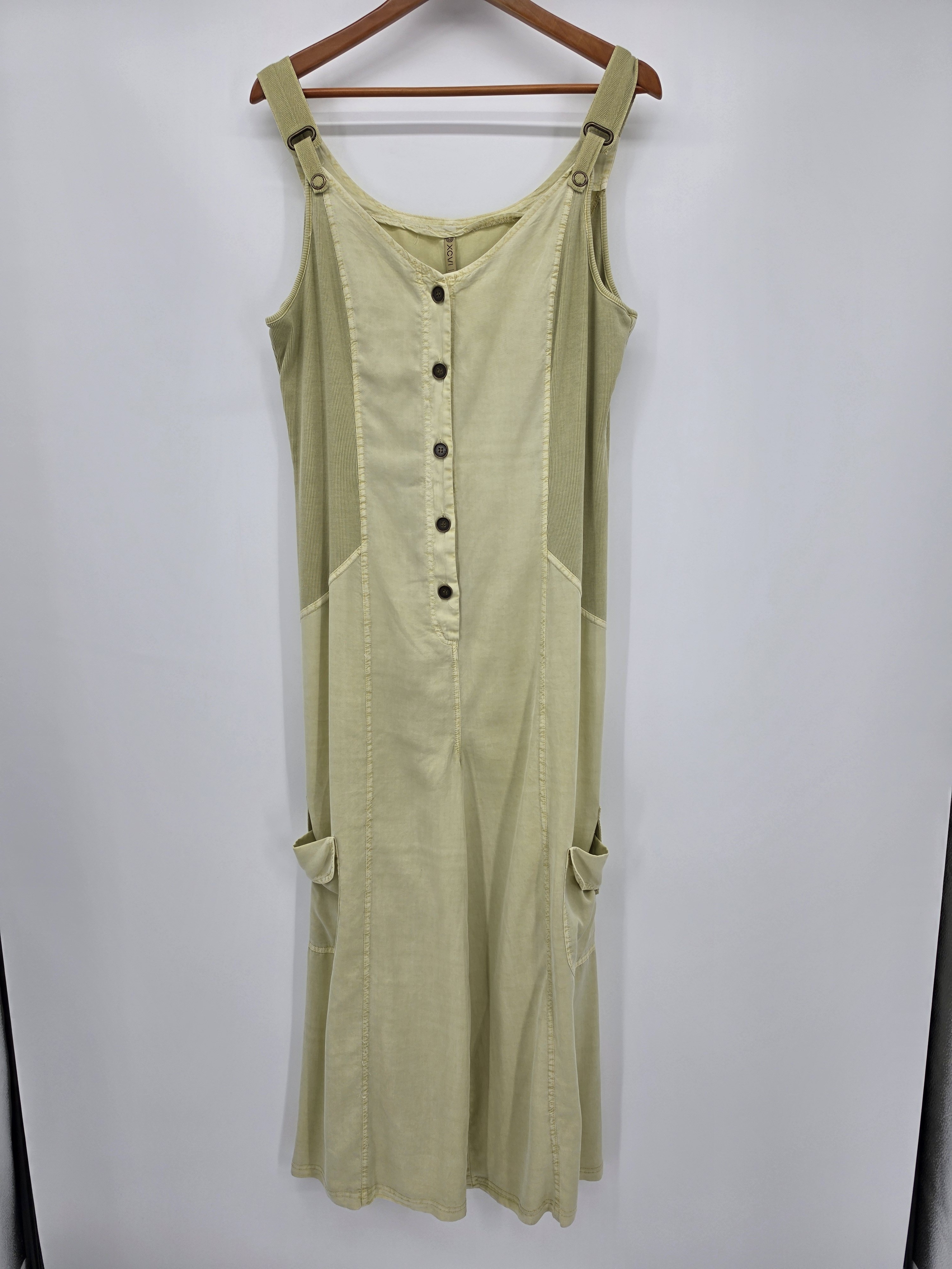 Xcvi Light Olive Tencil Button Down Lagenlook Jumpsuit Womens Large